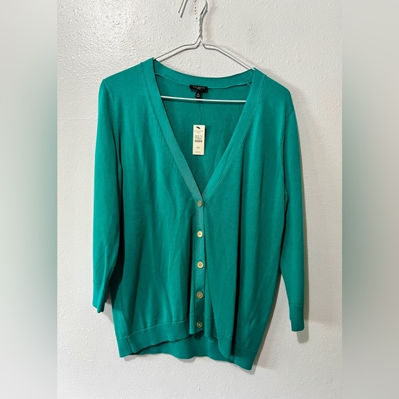 Talbots NWT Teal V-Neck Button Cardigan - Medium Petite - Picture 5 of 9